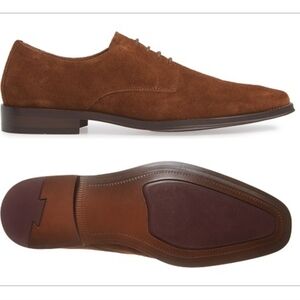 NORDSTROM Mens Shop Suede Vincent Plain Toe Derby Shoes Brown. Size 10.5